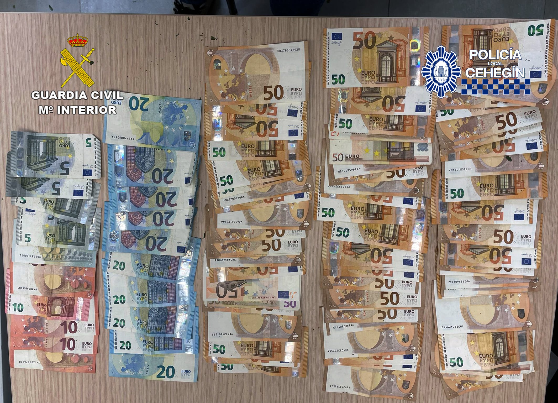 Dinero incautado en la operación &quot;Garduña&quot; en Cehegín