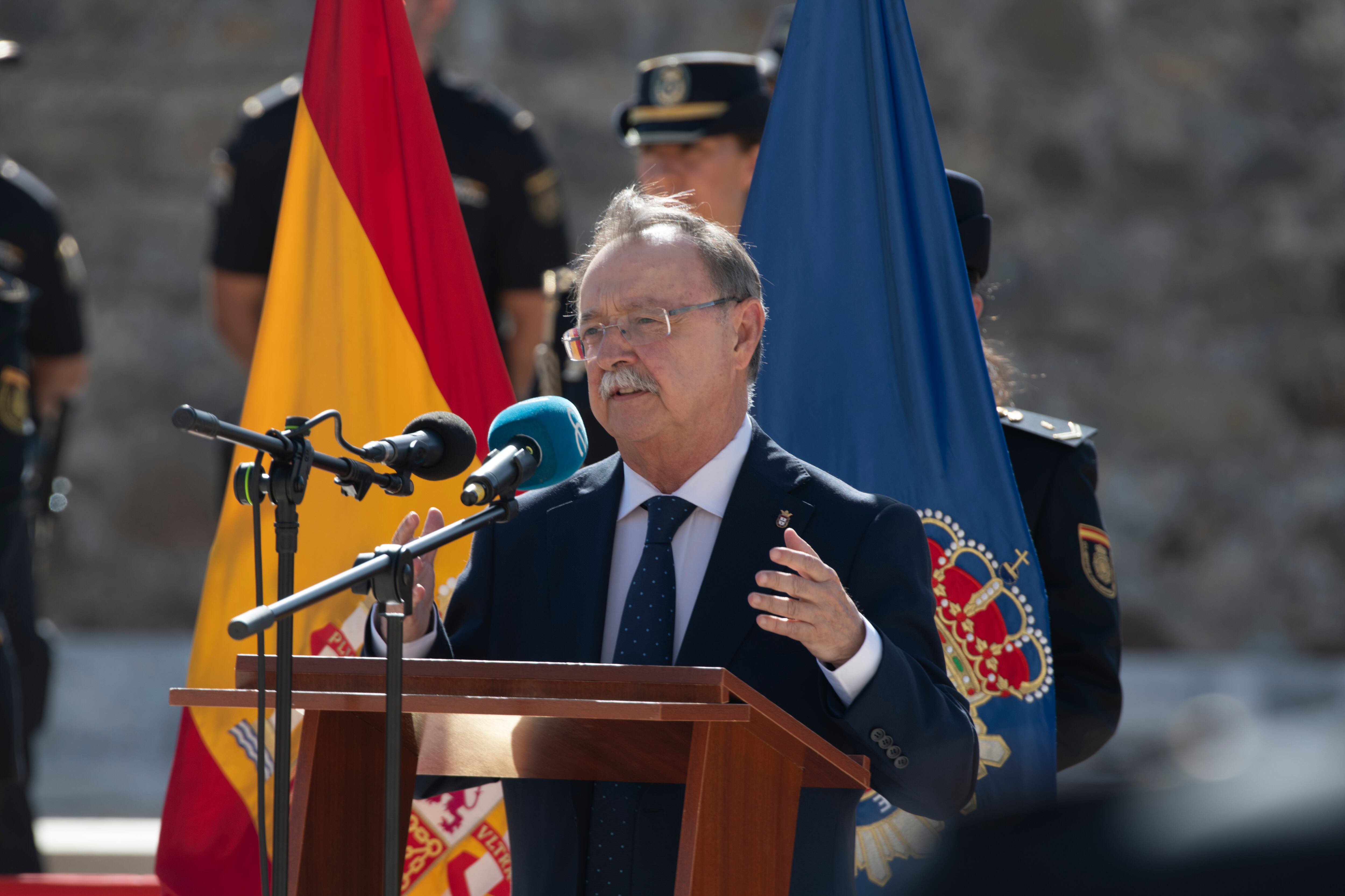 El presidente de Ceuta, Juan Jesús Vivas, durante un acto a principios de julio.