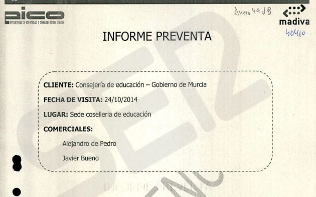 Informe preventa con cargo a la Consejería de Educación