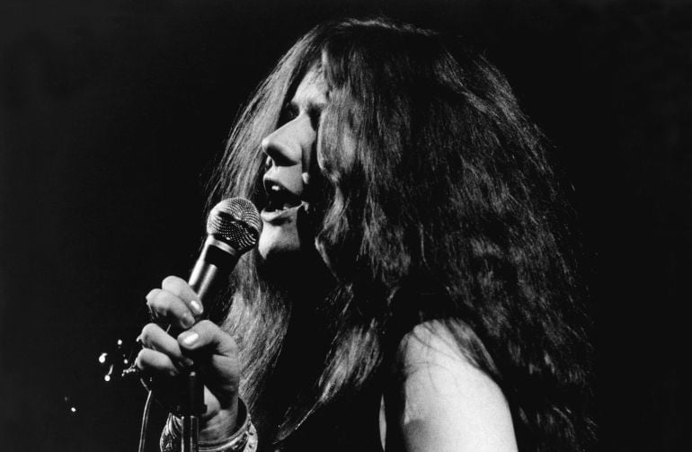 Janis Joplin durante una actuación en 1968