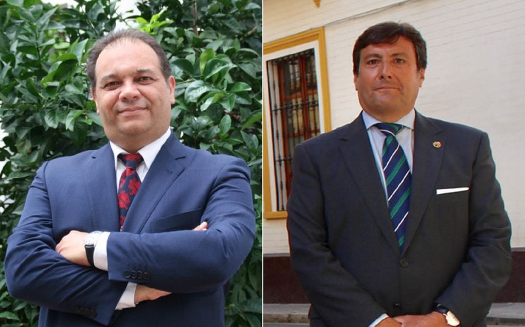 Ángel Corpas, a la izquierda, y Antonio Mejías son los candidatos a hermano mayor en las elecciones que celebra este viernes la Hermandad de Los Panaderos