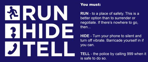 Las tres pautas básicas: corre, escóndete y llama a la policía.