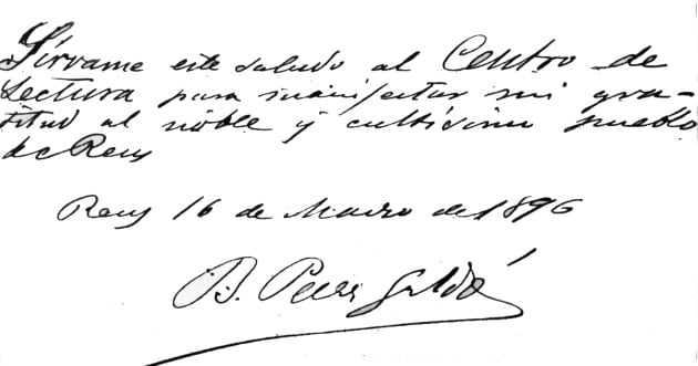 Manuscrito de Benito Pérez Galdós.