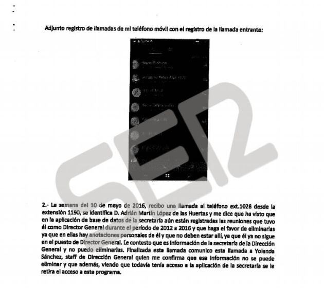 Segunda página de la denuncia para eliminar reuniones de la base de datos