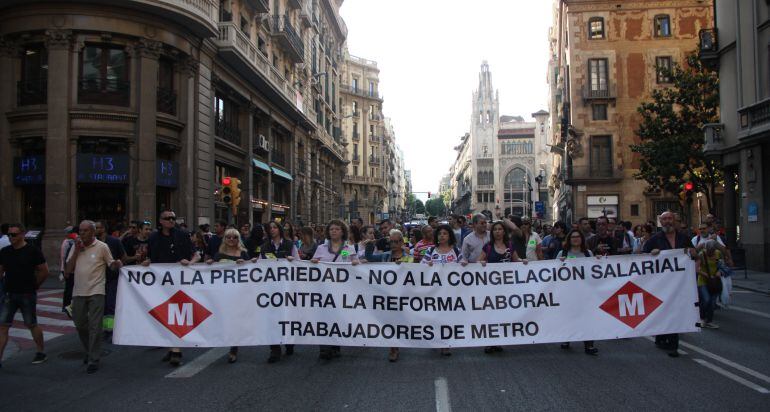 Manifestació dels treballadors del metro, el passat mes de juny 