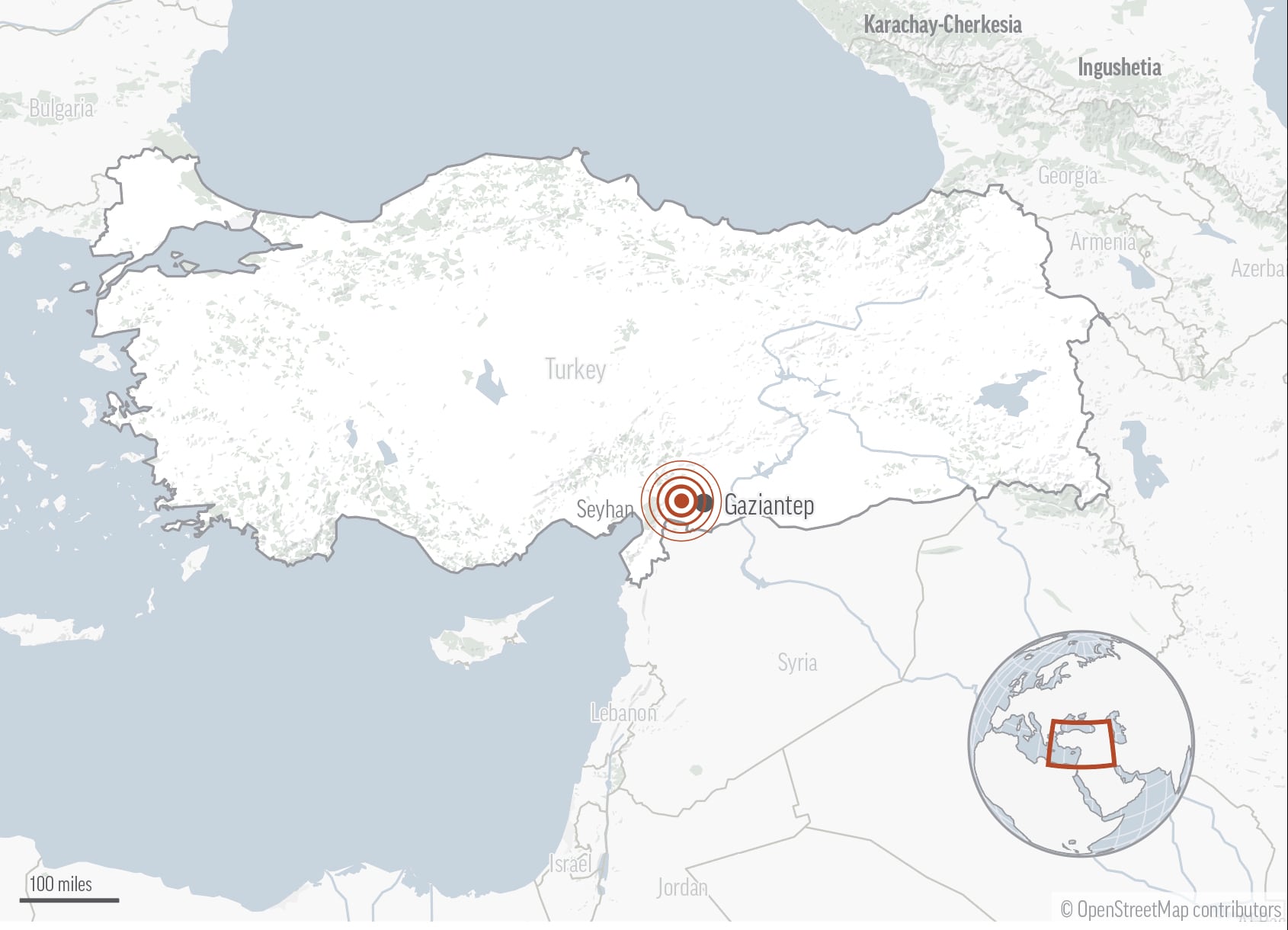 Zona afectada por el terremoto en la frontera entre Turquía y Siria.