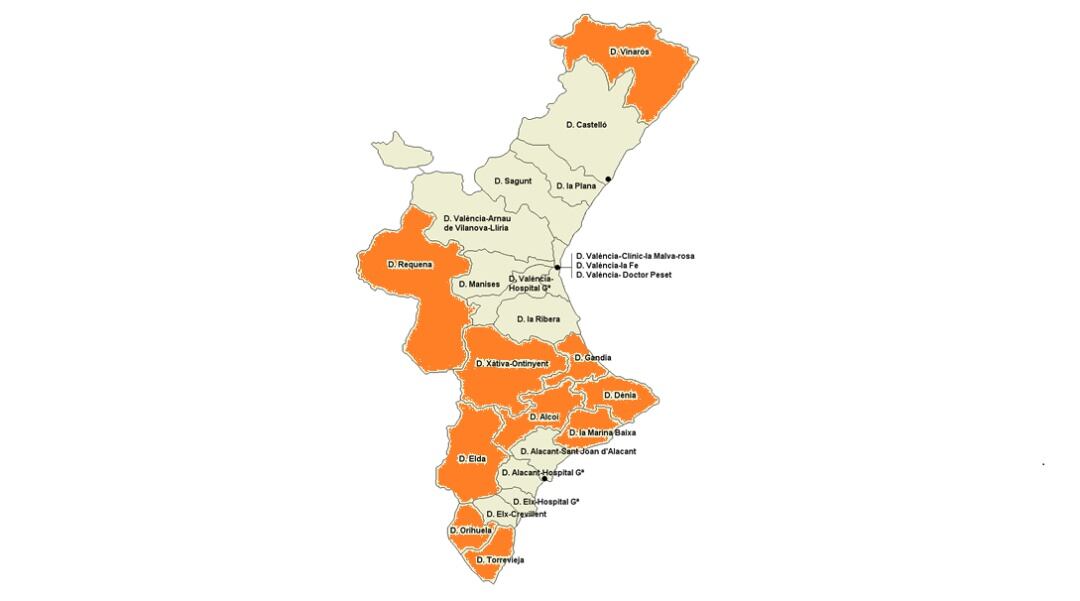 En naranja, departamentos de salud de la Comunitat Valenciana que pasan a la fase 1 a partir de este lunes