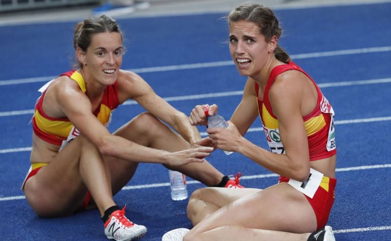 Esther Guerrero y Marta Pérez tras la final de 1.500 metros