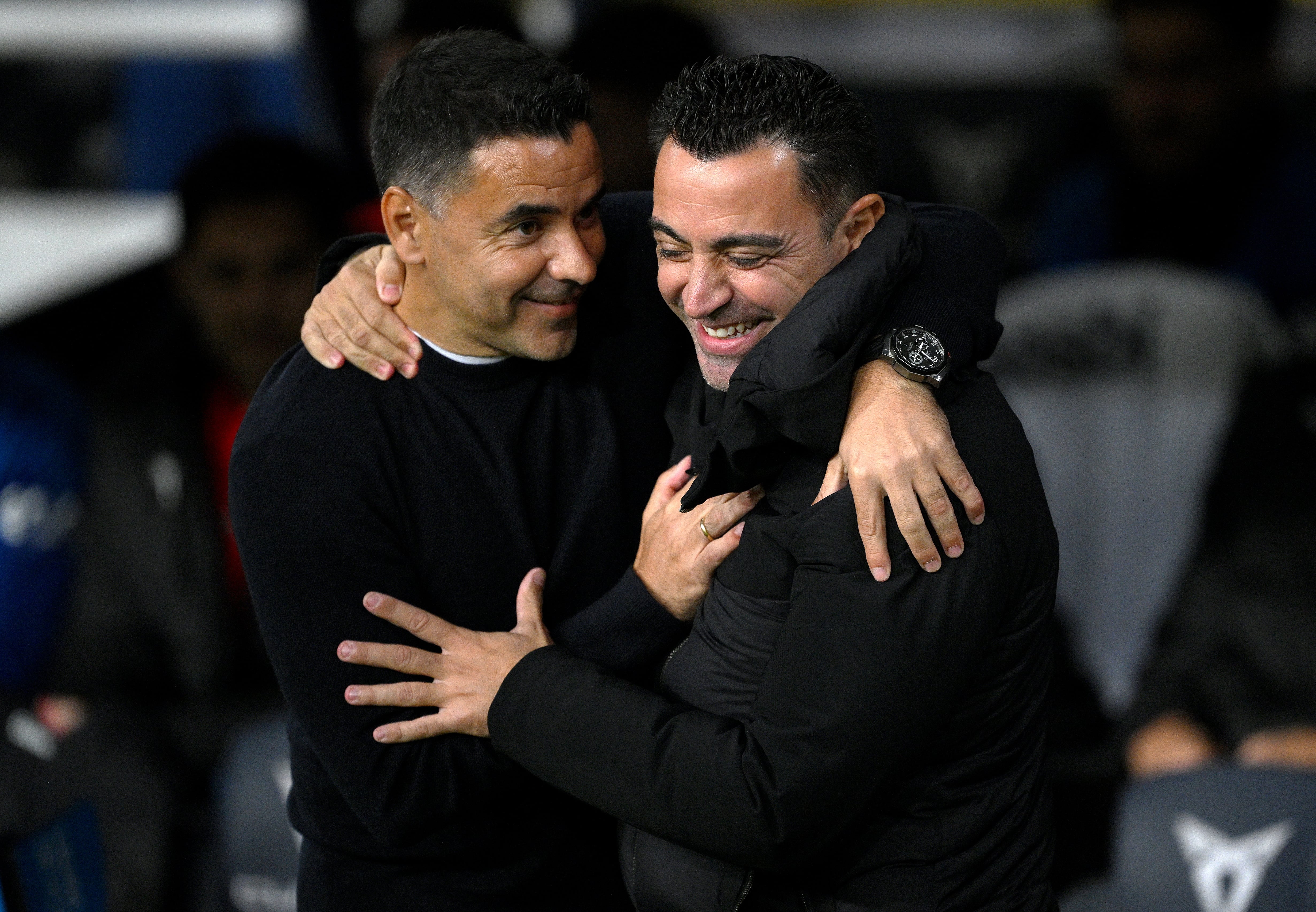 Míchel y Xavi, durante un Girona-Barça