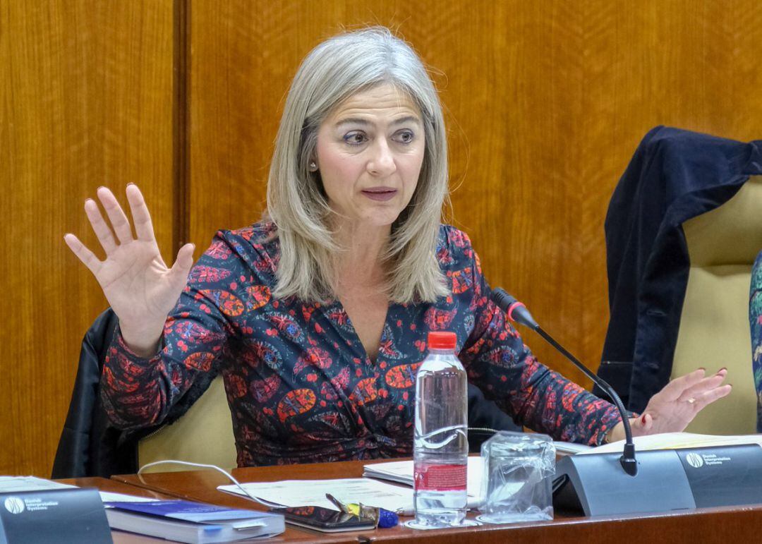 Patricia del Pozo, consejera de Cultura, en una intervención en el Parlamento de Andalucía 