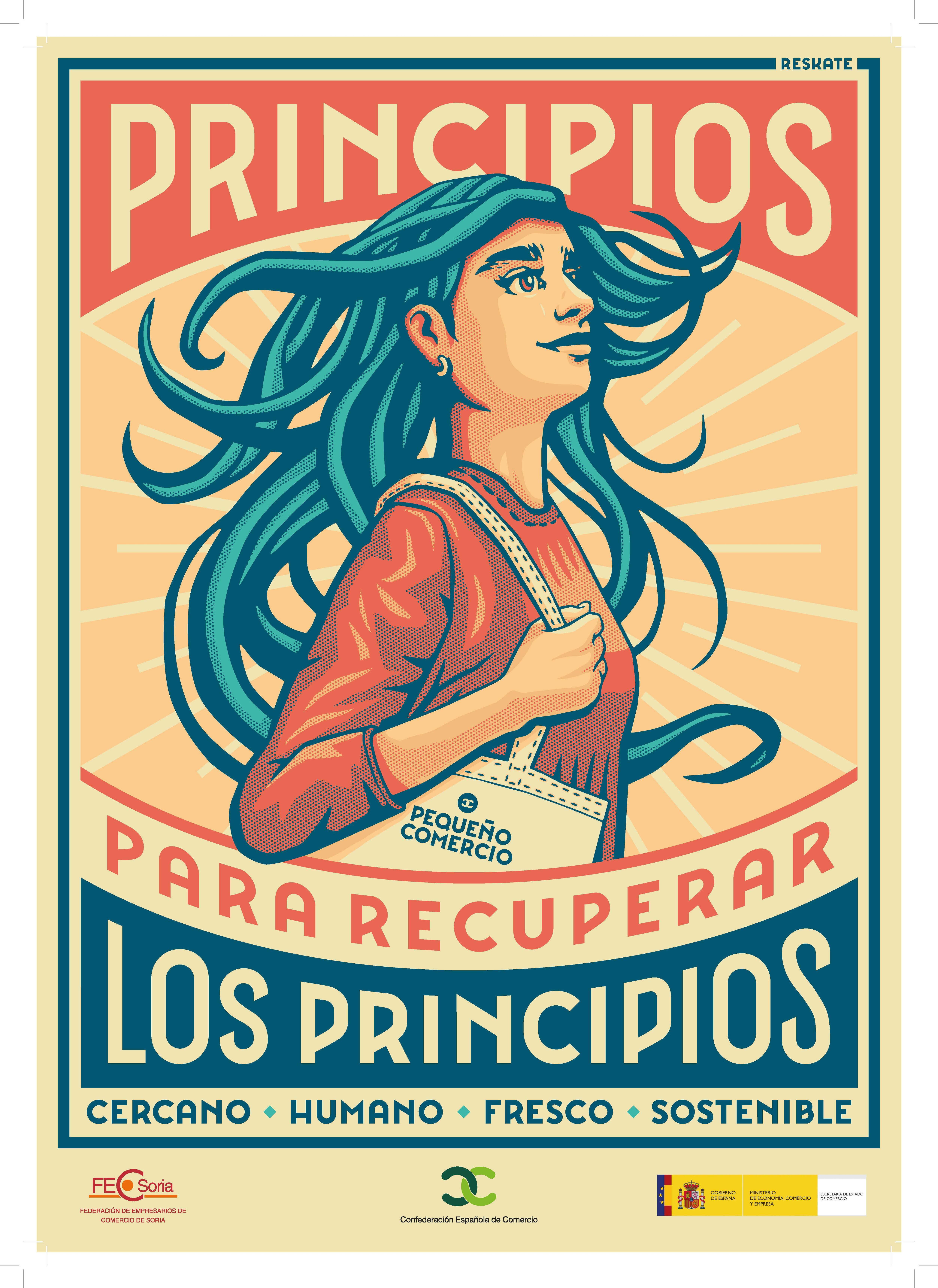 Cartel de la campaña ‘Principios para recuperar los principios’ por parte de la Federación de Empresarios del Comercio de Soria.