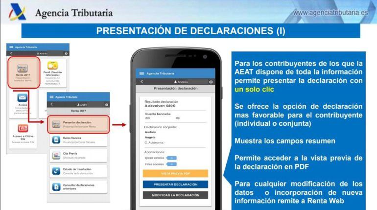 Presentación de Agencia Tributaria sobre la declaración de la Renta en el móvil