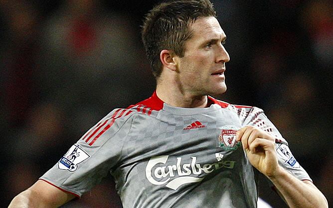 Robbie Keane celebra su gol ante el Arsenal, que supuso el empate para su equipo