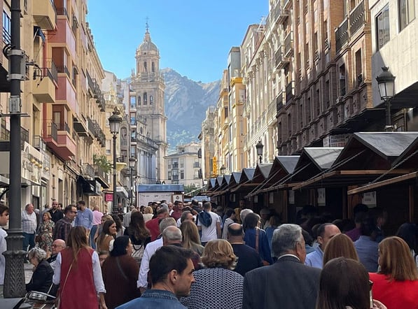 Numerosos jienenses visitan los stands que se han instalado en la calle Bernabé Soriano de la capital.