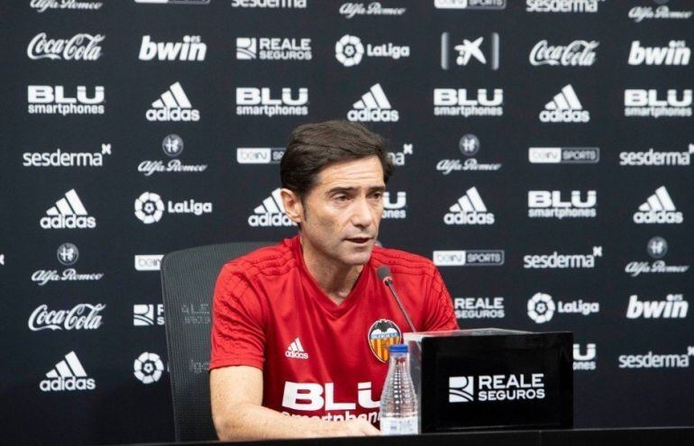 Marcelino, durante la rueda de prensa