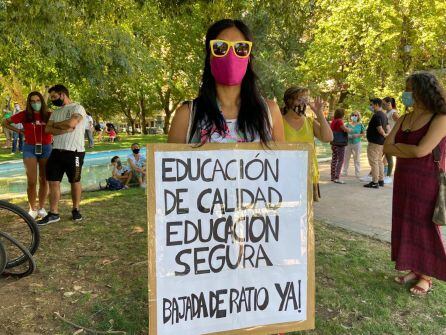 Una de las asistentes a la concentración