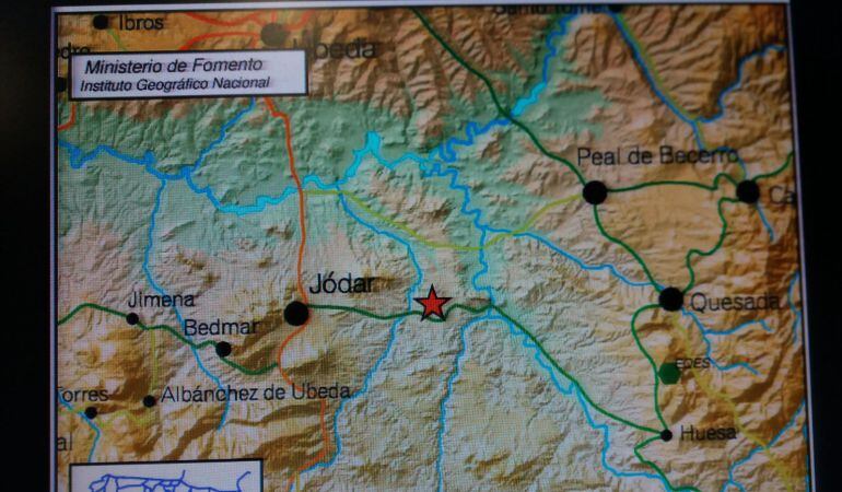 Mapa de localización del terremoto que se ha producido en Jódar