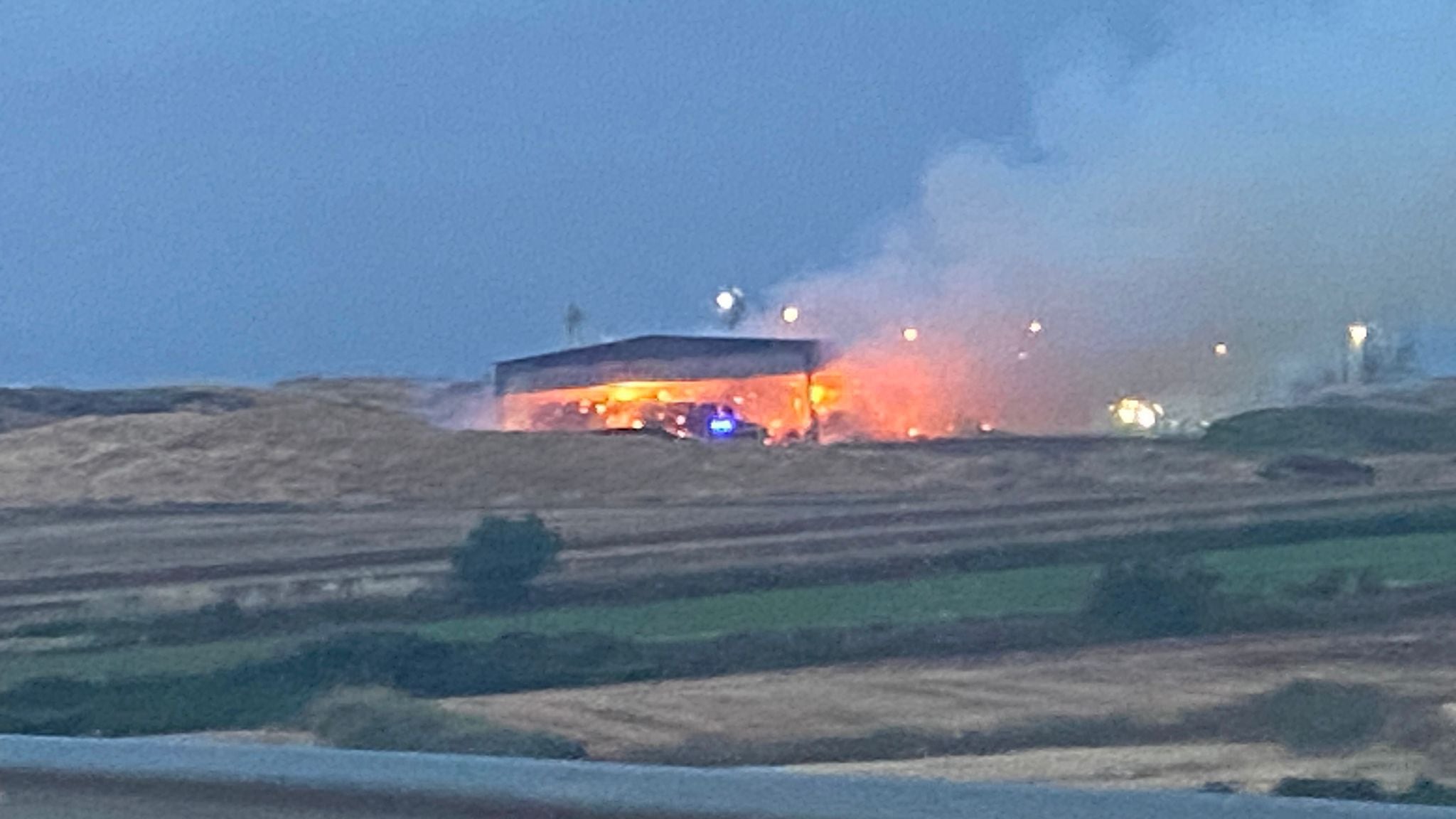 El secadero en llamas esta pasada noche