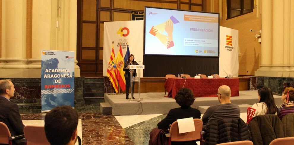 Carmen Sánchez en una jornada de formación de Bomberos