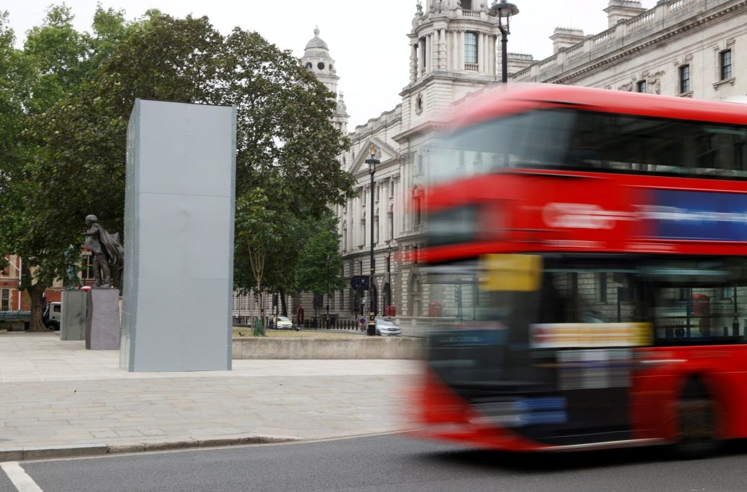 La estatua de Churchill, totalmente blindada ante posibles ataques