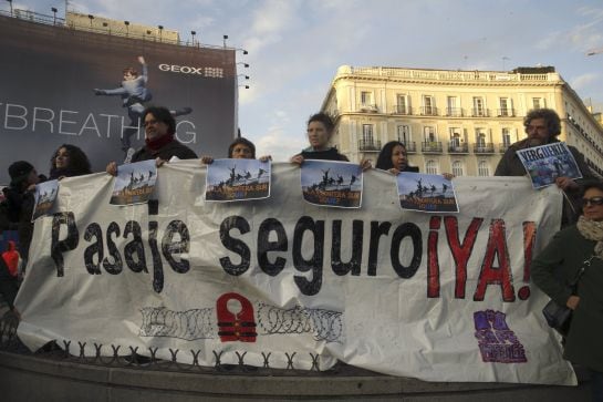 Pancarta que se podía leer en la concentración de Madrid