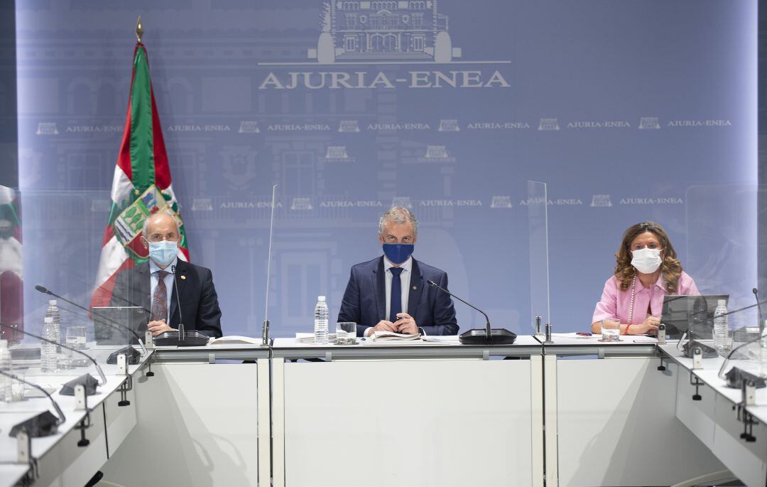 El lehendakari Urkullu, durante la reunión del Consejo Asesor del LABI esta tarde