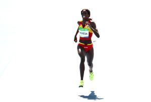 RIO DE JANEIRO, BRAZIL - AUGUST 13: Aauri Lorena Bokesa of Spain competes in round one of the Women&#039;s 400m on Day 8 of the Rio 2016 Olympic Games at the Olympic Stadium on August 13, 2016 in Rio de Janeiro, Brazil. (Photo by Cameron Spencer/Getty Images)