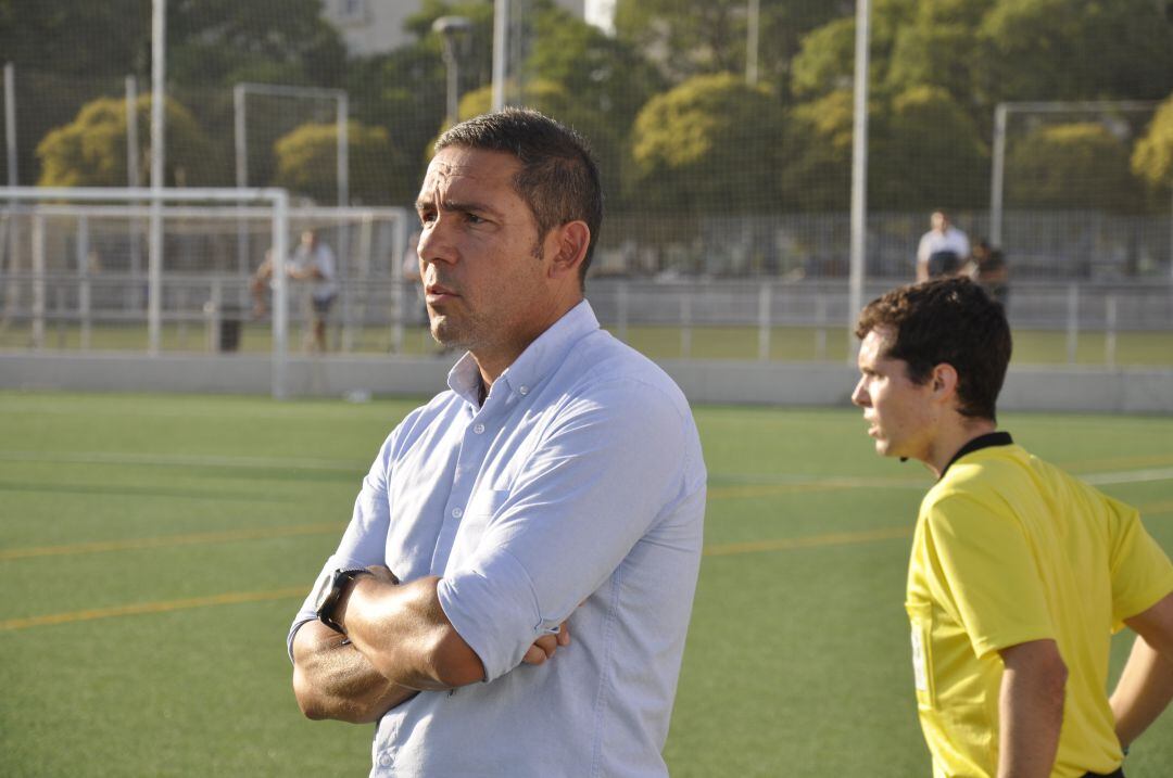 Juan Carlos Gómez durante el último partido en La Granja