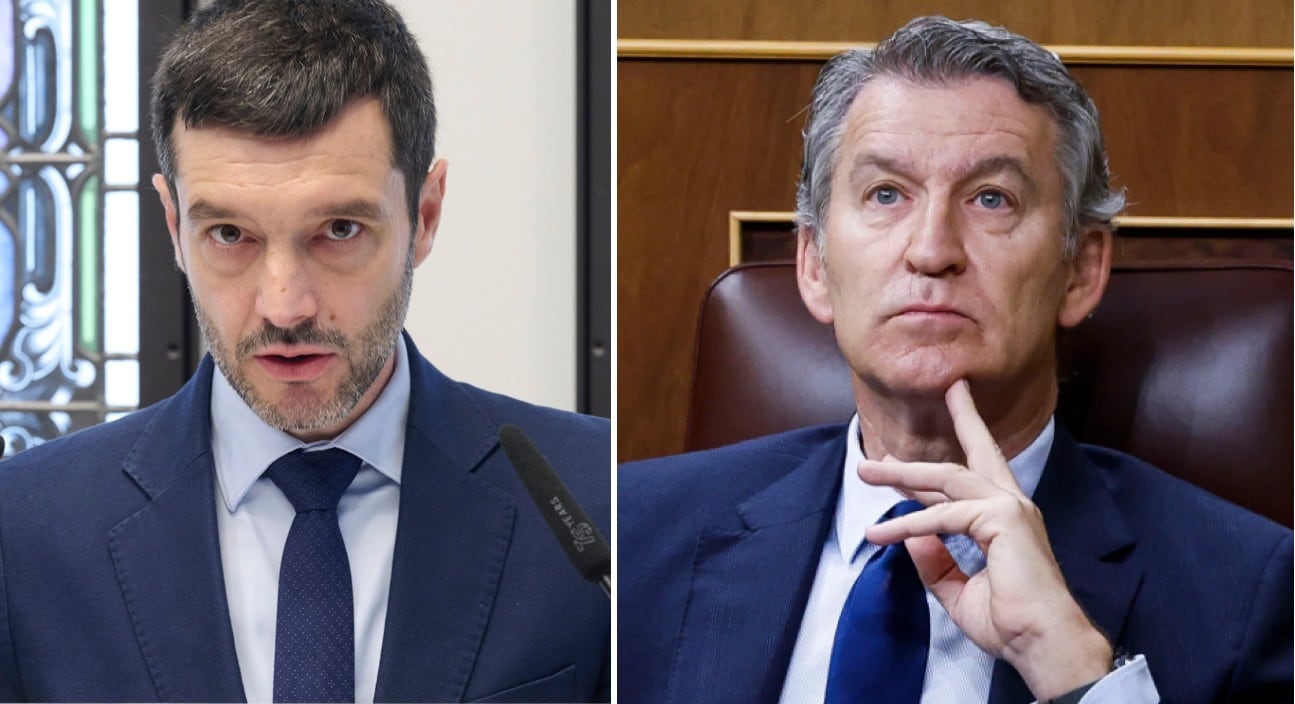 El ministro de Consumo, Pablo Bustinduy, y el líder del PP, Alberto Núñez Feijóo