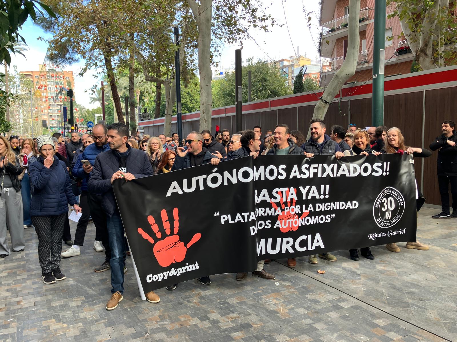 Manifestación de autónomos en las calles de Murcia