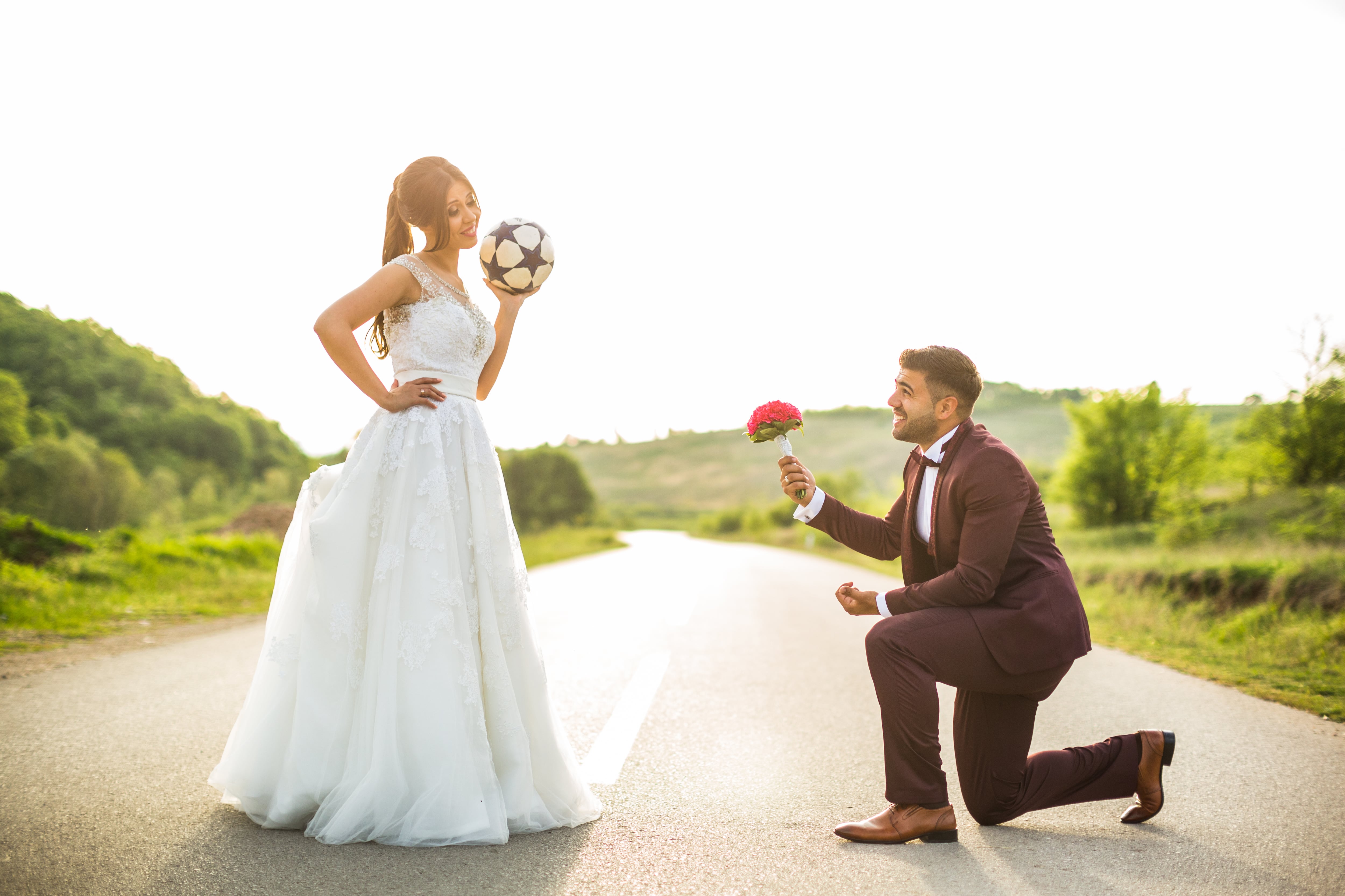 Soccer player and his future bride