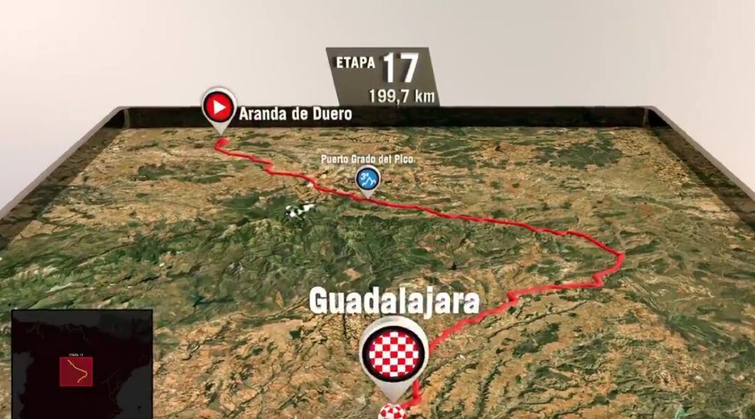 Infografía de la 17ª etapa con salida en Aranda de Duero y llegada a Guadalajara.