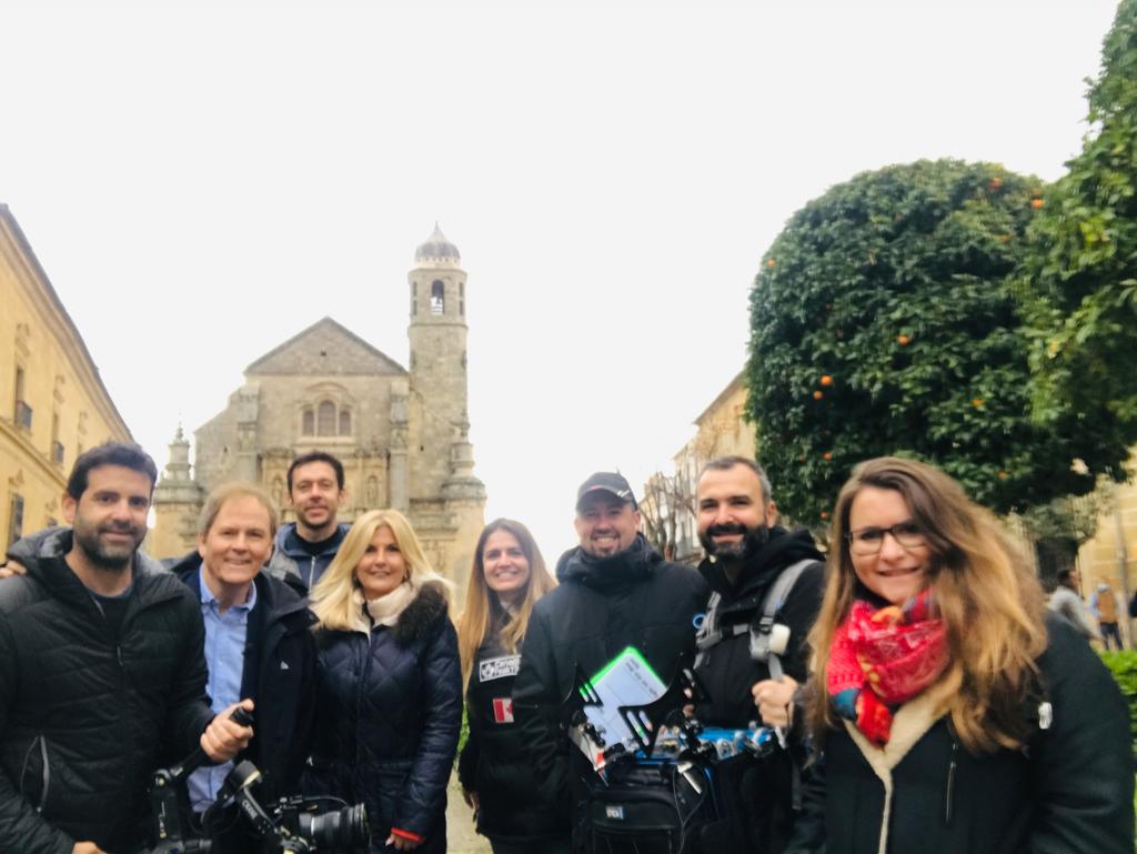 Enrique Romero y el equipo de &#039;Andalucía en Semana Santa&#039; durante el rodaje en Úbeda