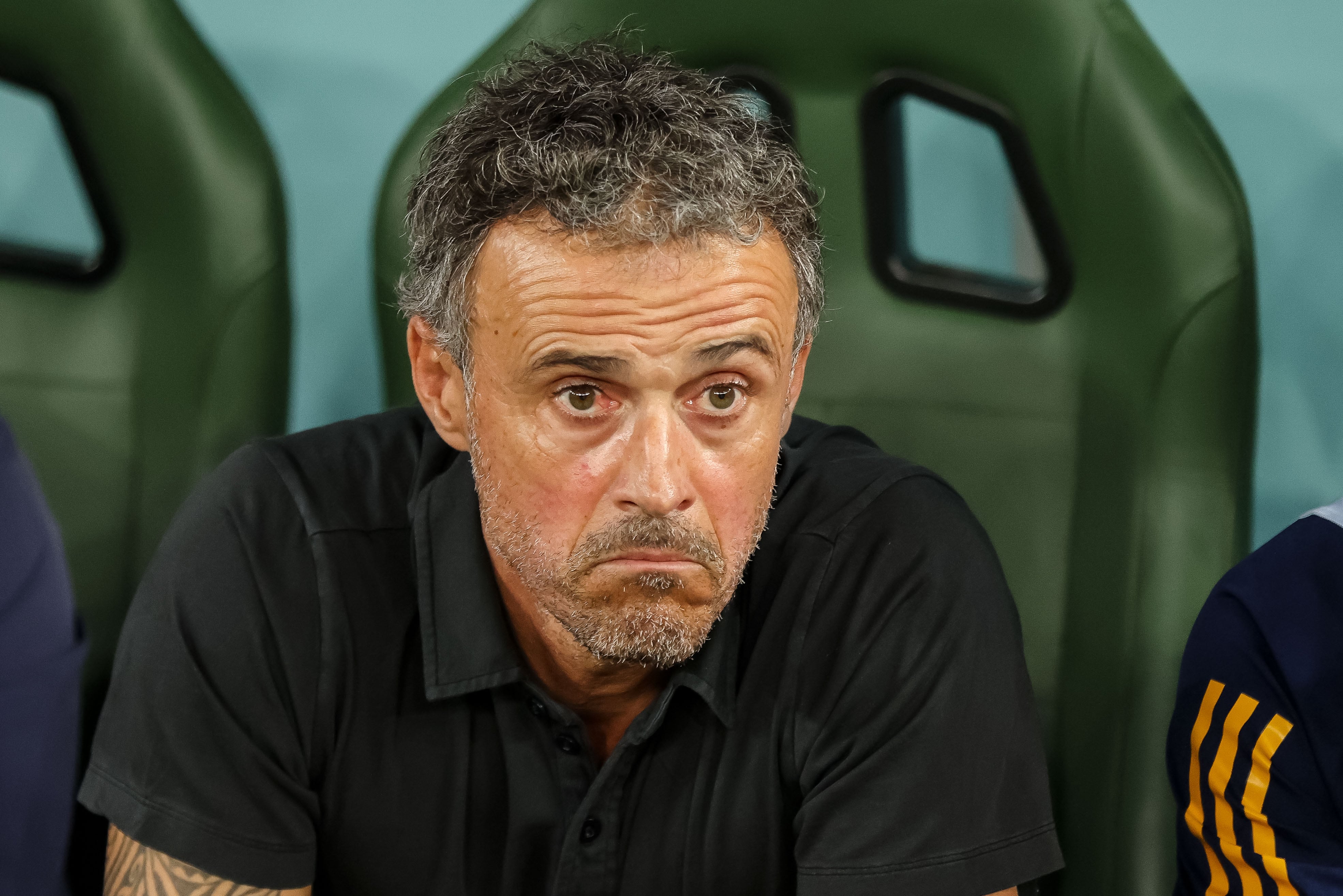 Luis Enrique, durante el partido contra Marruecos en el Mundial disputado en Qatar