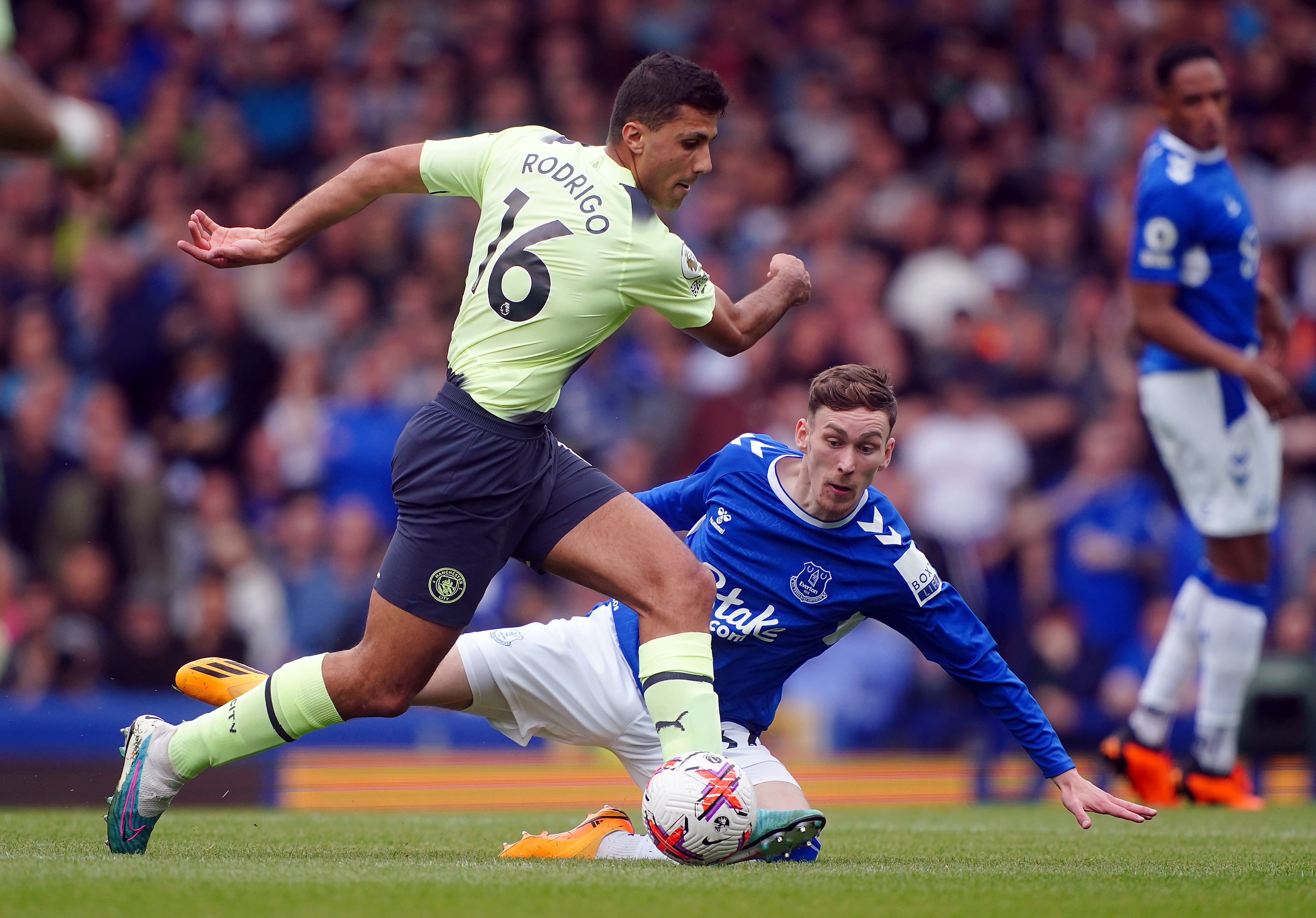 Rodri, durante el partido del Manchester City contra el Everton