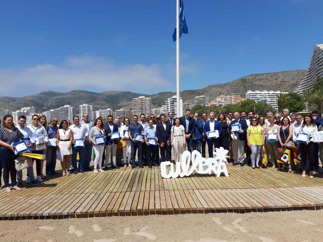 Acto de entrega de las banderas azules, en Cullera. 