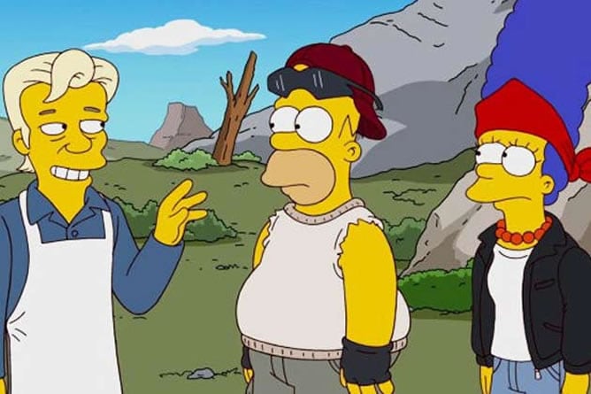 Julian Assange, junto a Homer y Marge Simpson