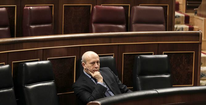 El ministro de Educación, José Ignacio Wert, durante el pleno del Congreso que da luz verde al proyecto de Ley para la Mejora de la Calidad Educativa (Lomce).