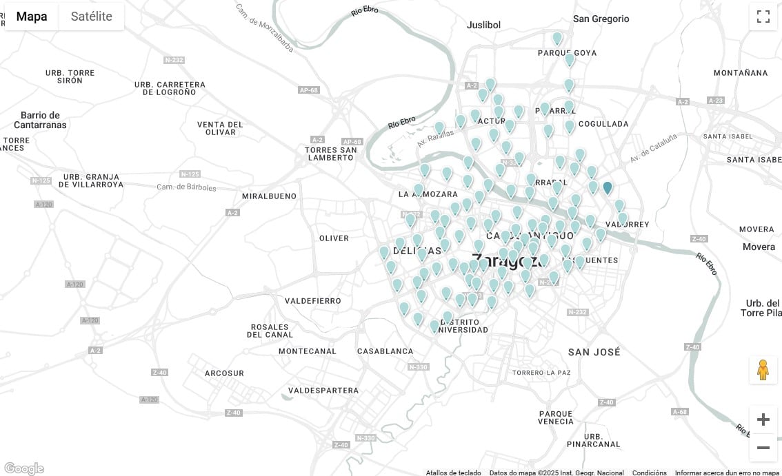 Mapa de las estaciones disponibles del nuevo servicio Bizi Zaragoza