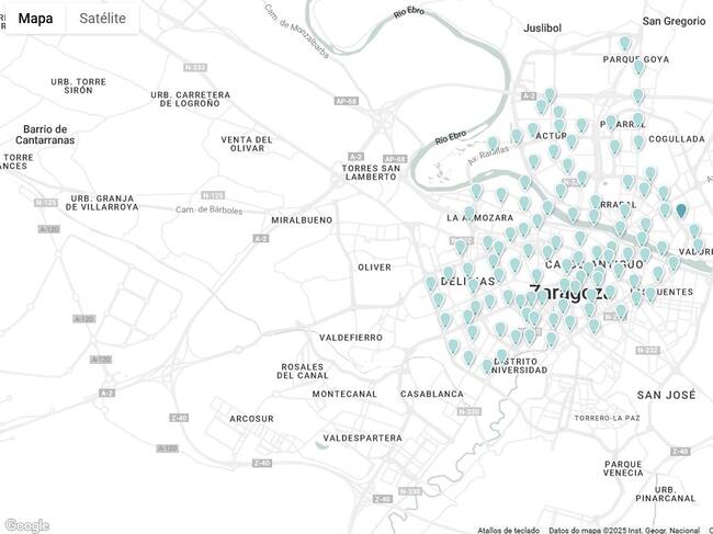 Mapa de las estaciones disponibles del nuevo servicio Bizi Zaragoza