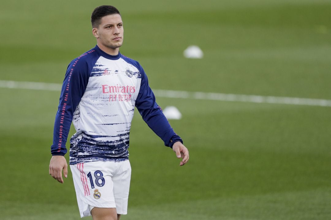 Luka Jovic, durante un entrenamiento del Real Madrid. 