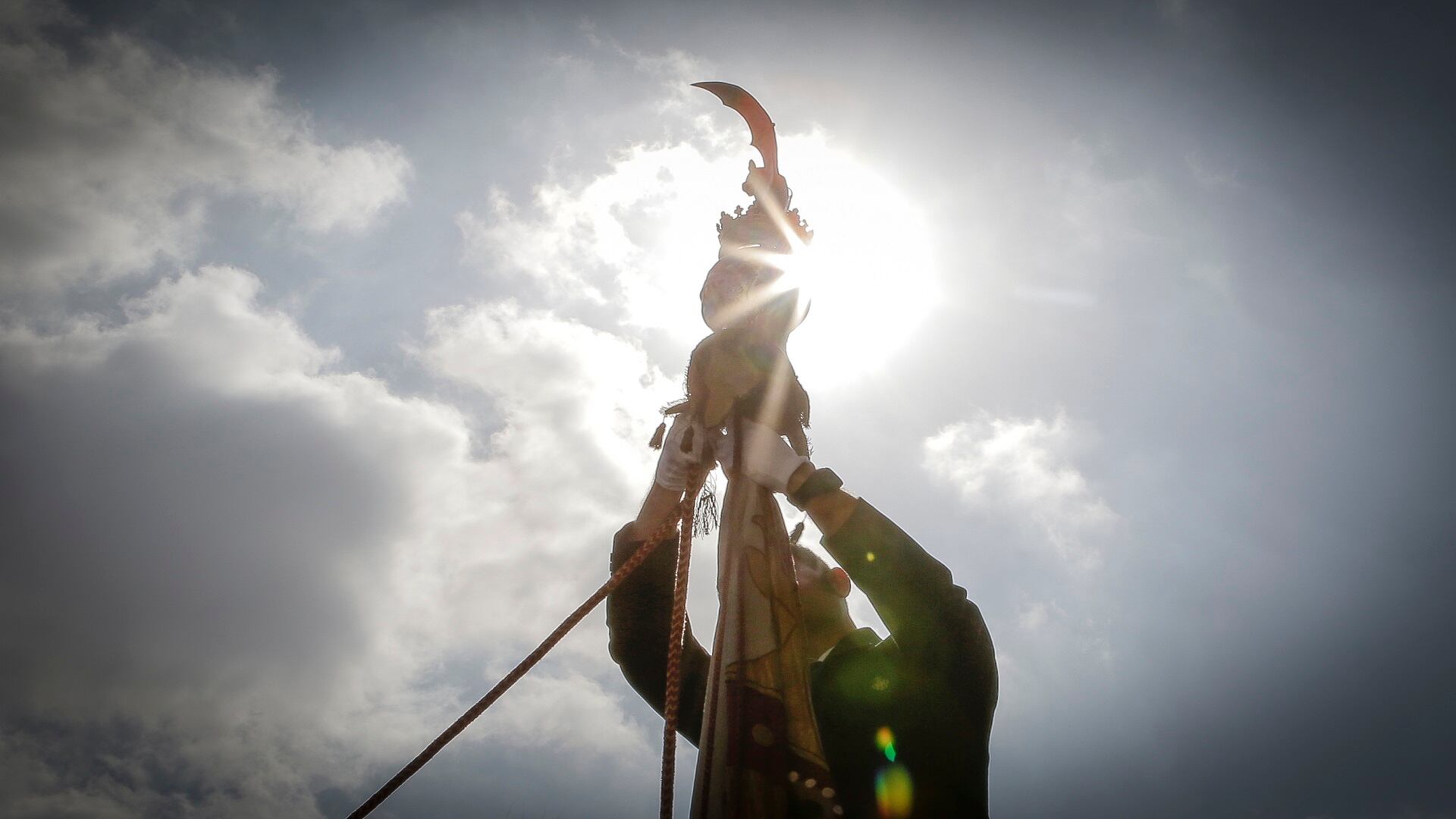 La Senyera, preparada para salir a la Procesión Cívica del 9 d&#039;Octubre