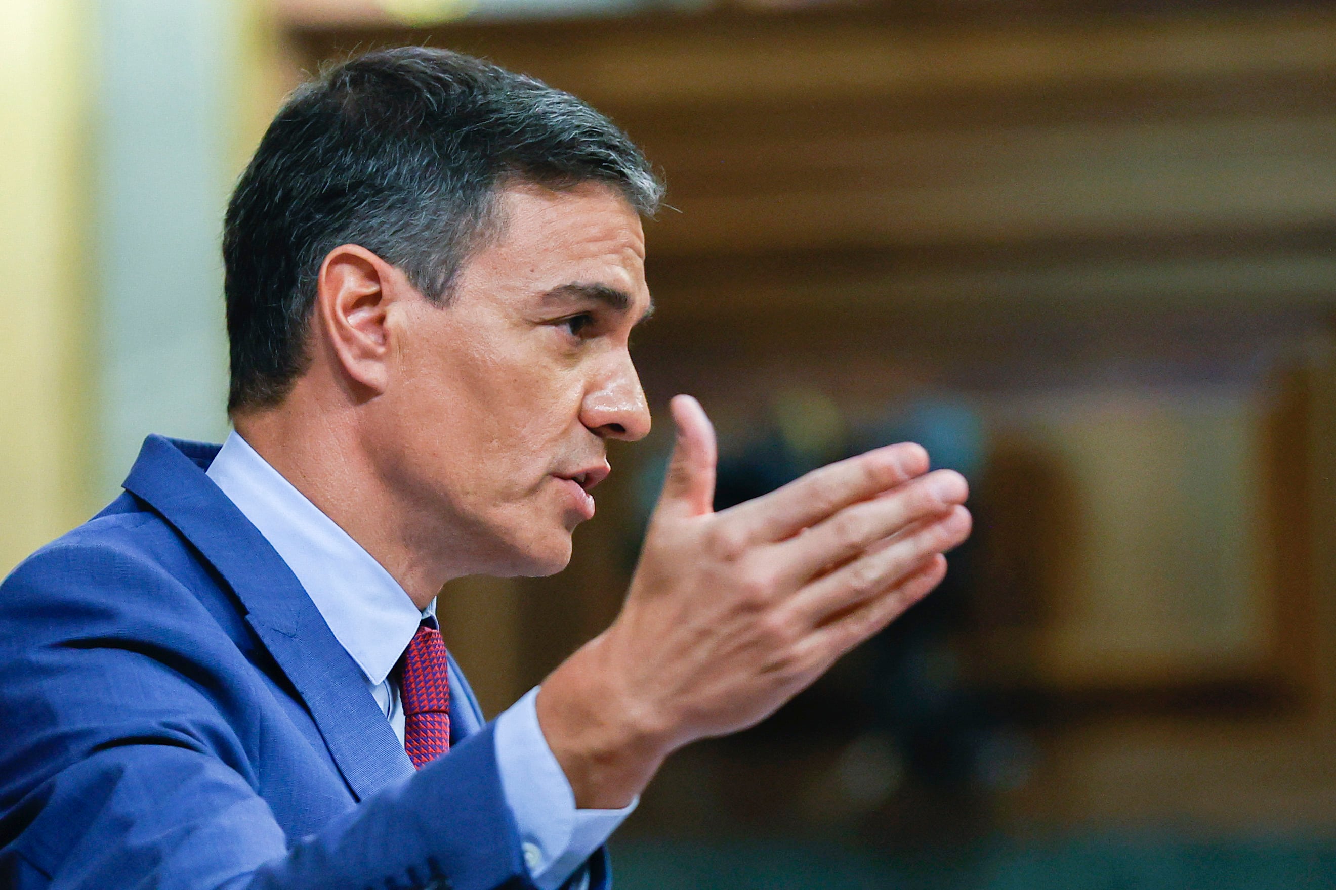 MADRID, 13/07/2022.- El presidente del Gobierno, Pedro Sánchez, durante su intervención en la segunda jornada del debate del estado de la nación este miércoles en Madrid. EFE/Chema Moya
