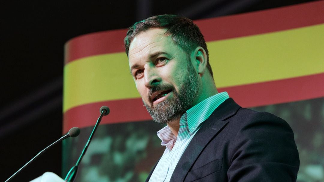 El presidente de Vox y candidato presidencial, Santiago Abascal interviene en el acto central del partido en Valencia 