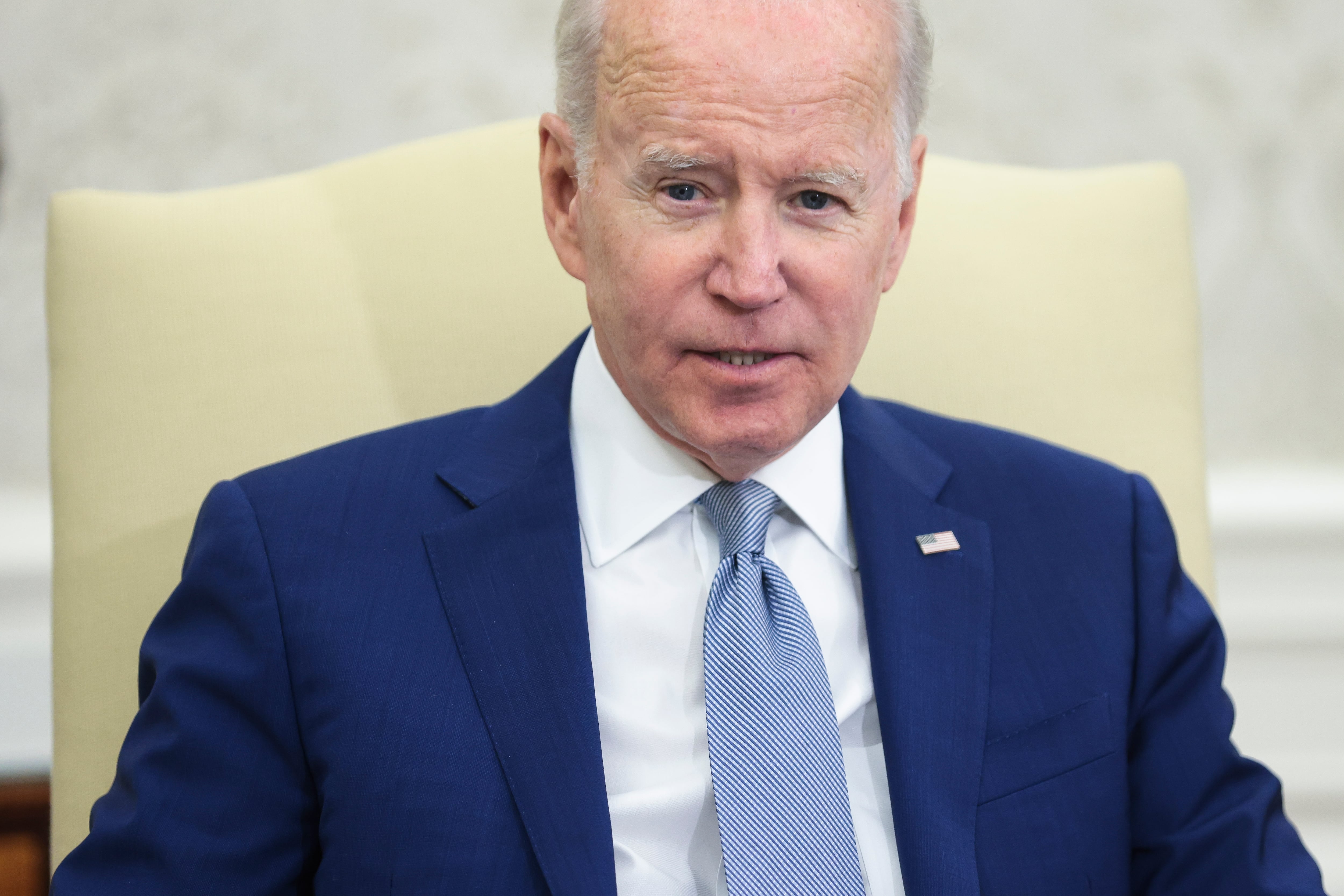 Washington (United States), 31/05/2022.- US President Joe Biden meets with Jerome Powell, chairman of the US Federal Reserve, and Treasury Secretary Janet Yellen, in the Oval Office at the White House in Washington, DC, USA, 31 May 2022. (Estados Unidos, Roma) EFE/EPA/Oliver Contreras / POOL
