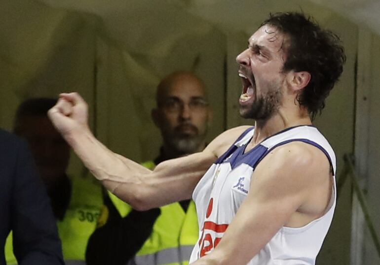 Sergio Llull celebra el triunfo ante el Barça 