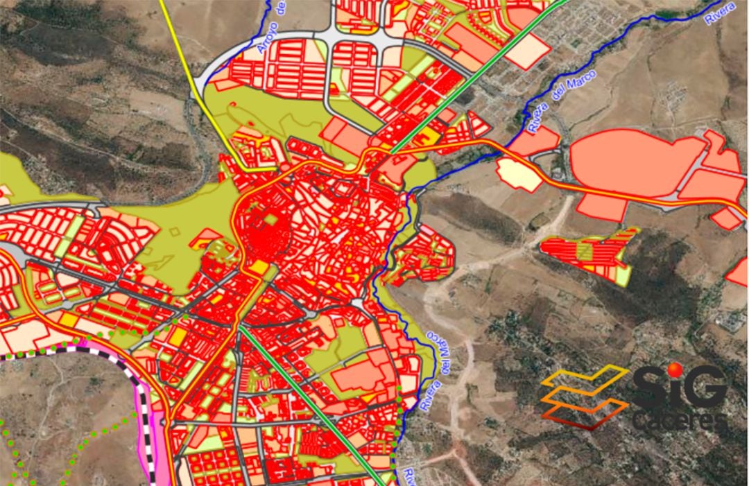 Planeamiento urbanístico de SIG Cáceres