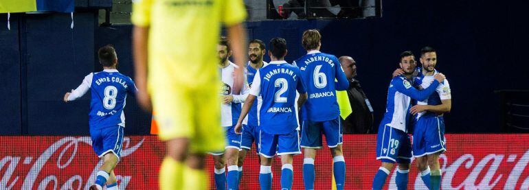  Los jugadores del Deportivo celebran el primer gol del equipo ante el Villarreal