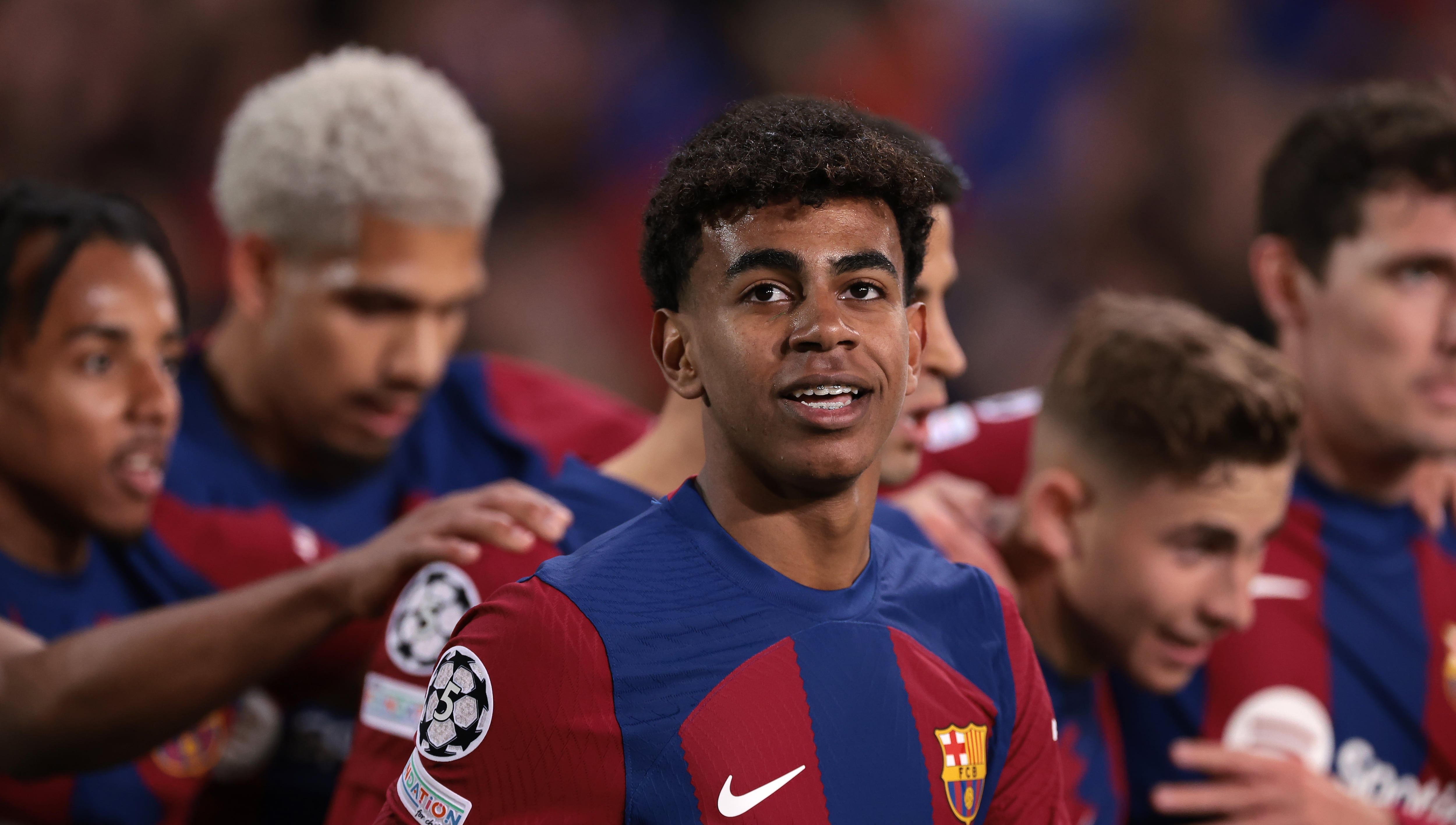 Lamine Yamal, durante un partido con el FC Barcelona