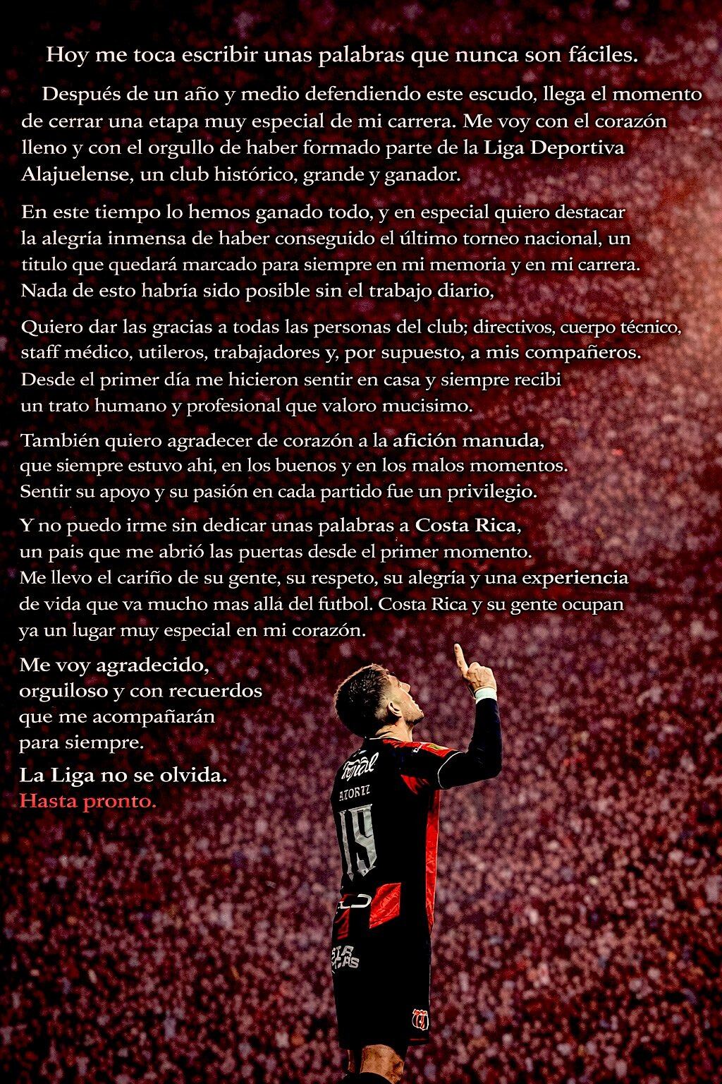 Carta de despedida de Alberto Toril